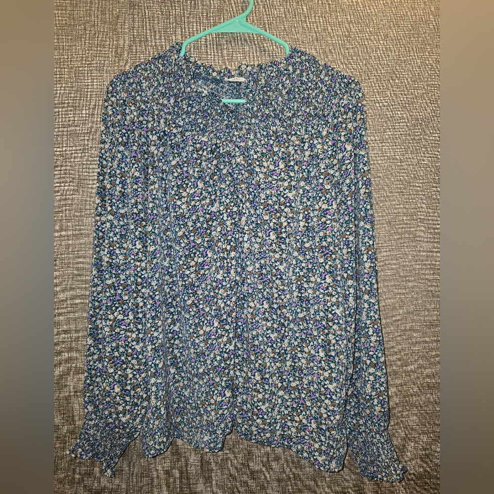 Kori Blue and Purple Floral Blouse
